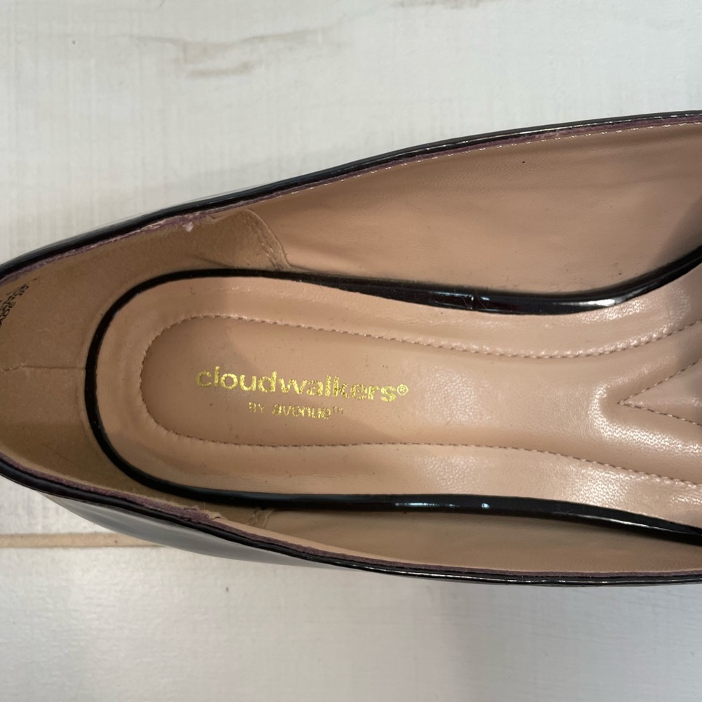 NWOB Cloudwalker Quinn by Avenue Faux Leopard Hair Black Patent Flats, Sz 9.5W - Picture 4 of 9